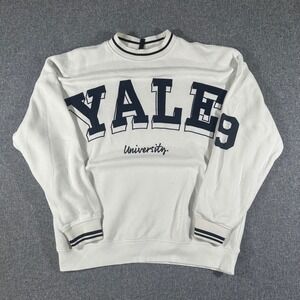 Yale University‎ Sweatshirt White Crewneck Collegiate Varsity Mens Small Y2K